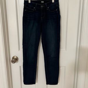PAIGE, dark denim, size 25, ankle length jeans.